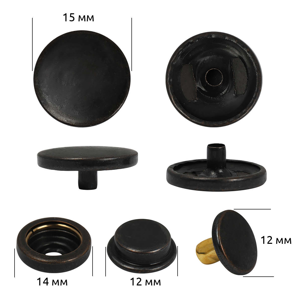 Кнопка 15мм Delta TBY нержавеющая сталь (720шт) цв.оксид