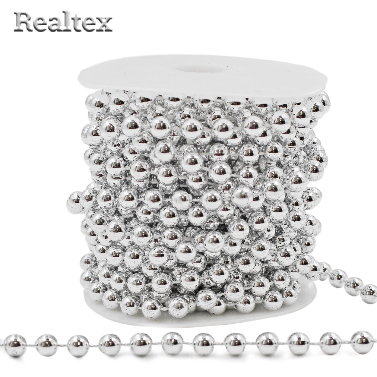 Бусины тесьма Realtex  8мм цв.серебро