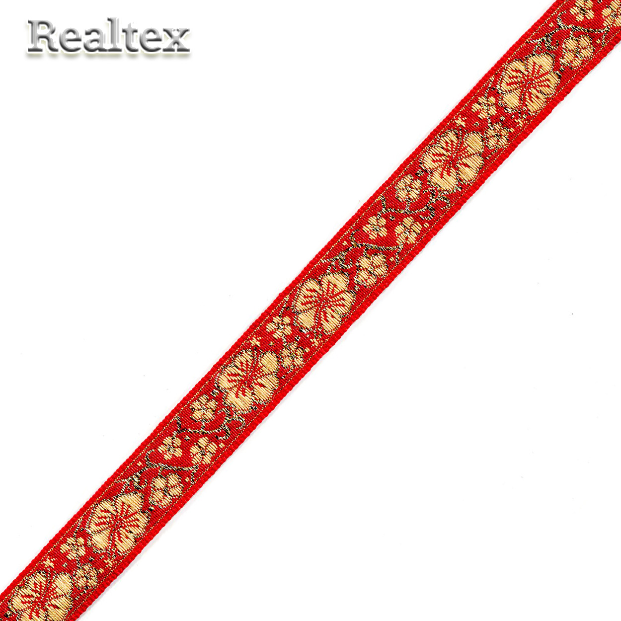 Тесьма жакардовая 18мм с1856г17 рис.9579 "в" (25м) цв.красный/золото