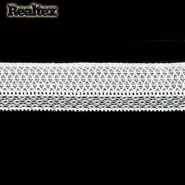 Кружево стрейч Realtex  25мм WH 7062 цв.белый