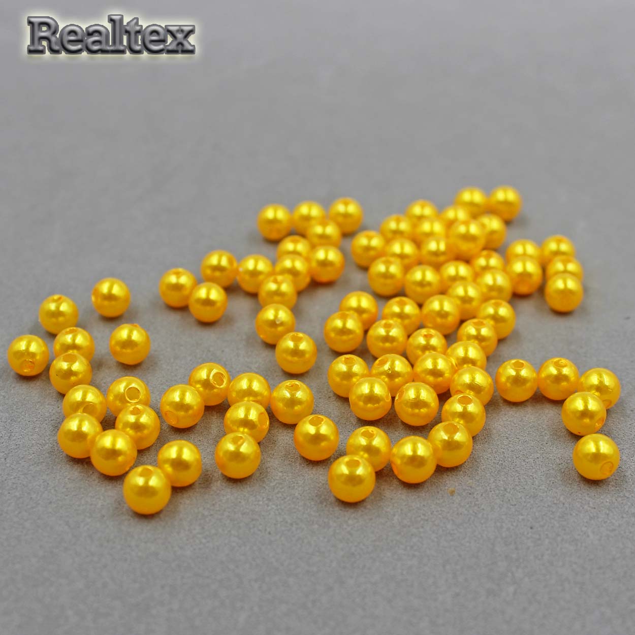 Бусины пластик Realtex  6мм под жемчуг (100гр) цв.А81 желтый