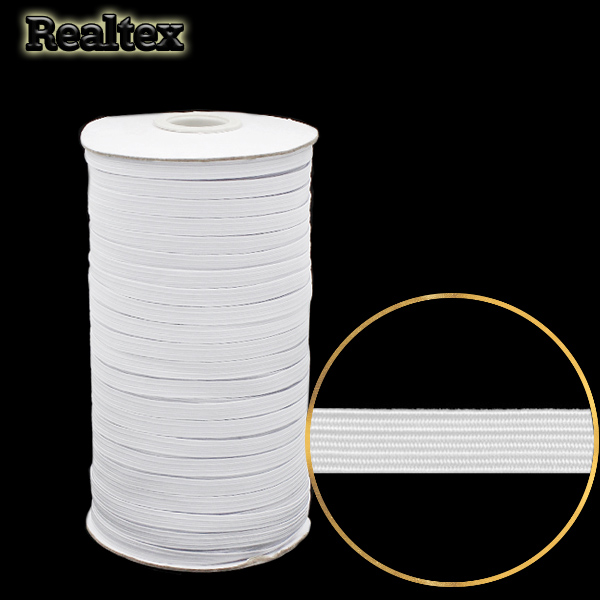 Резинка-вздержка Realtex Тайвань  6мм (91м) цв.белый