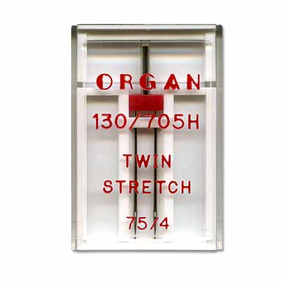 Иглы БШМ ORGAN двойные супер стрейч №75/4 (1 игла) в пенале