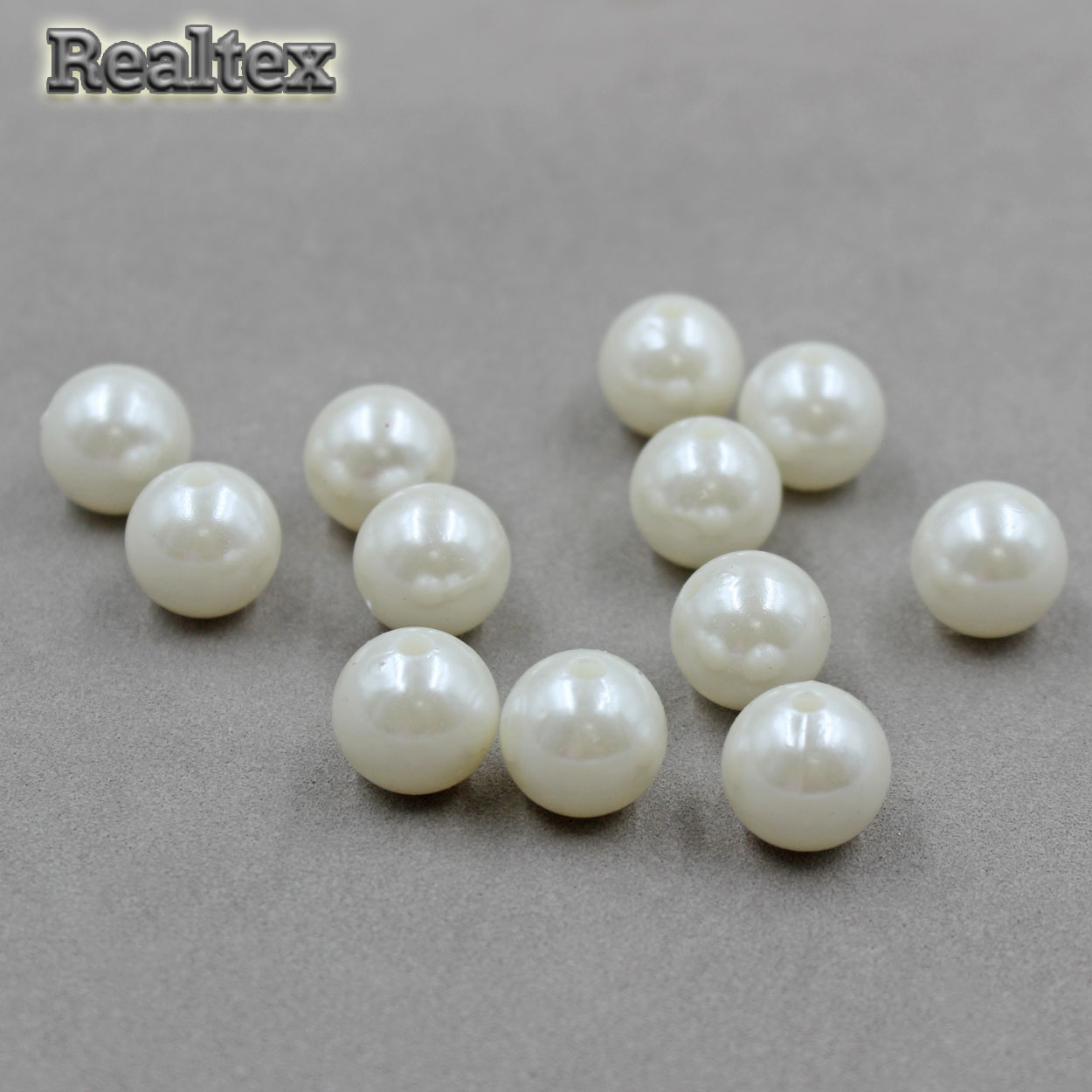 Бусины пластик Realtex 14мм под жемчуг (500гр) цв.01 молочный