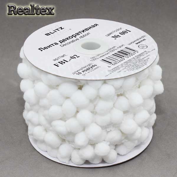 Тесьма декоративная FBL-02 21мм "Blitz" цв.001 белый 