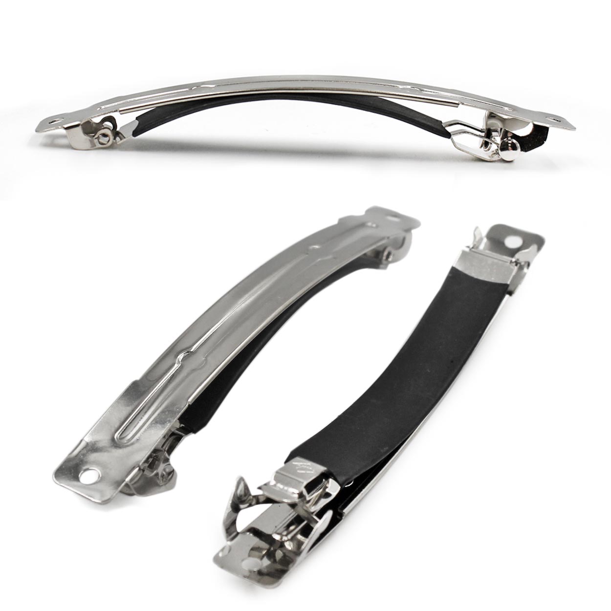 Заколка-автомат "Realtex" прорезиненная тонкая 100мм (20шт) цв.никель