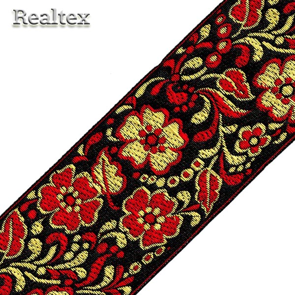 Тесьма жакардовая 65мм с3799г17 рис.9608 (50м) цв.черный