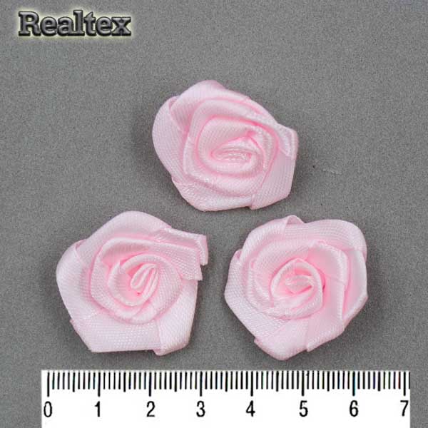 Розочки пришивные атласные Realtex R-4 цв.розовый