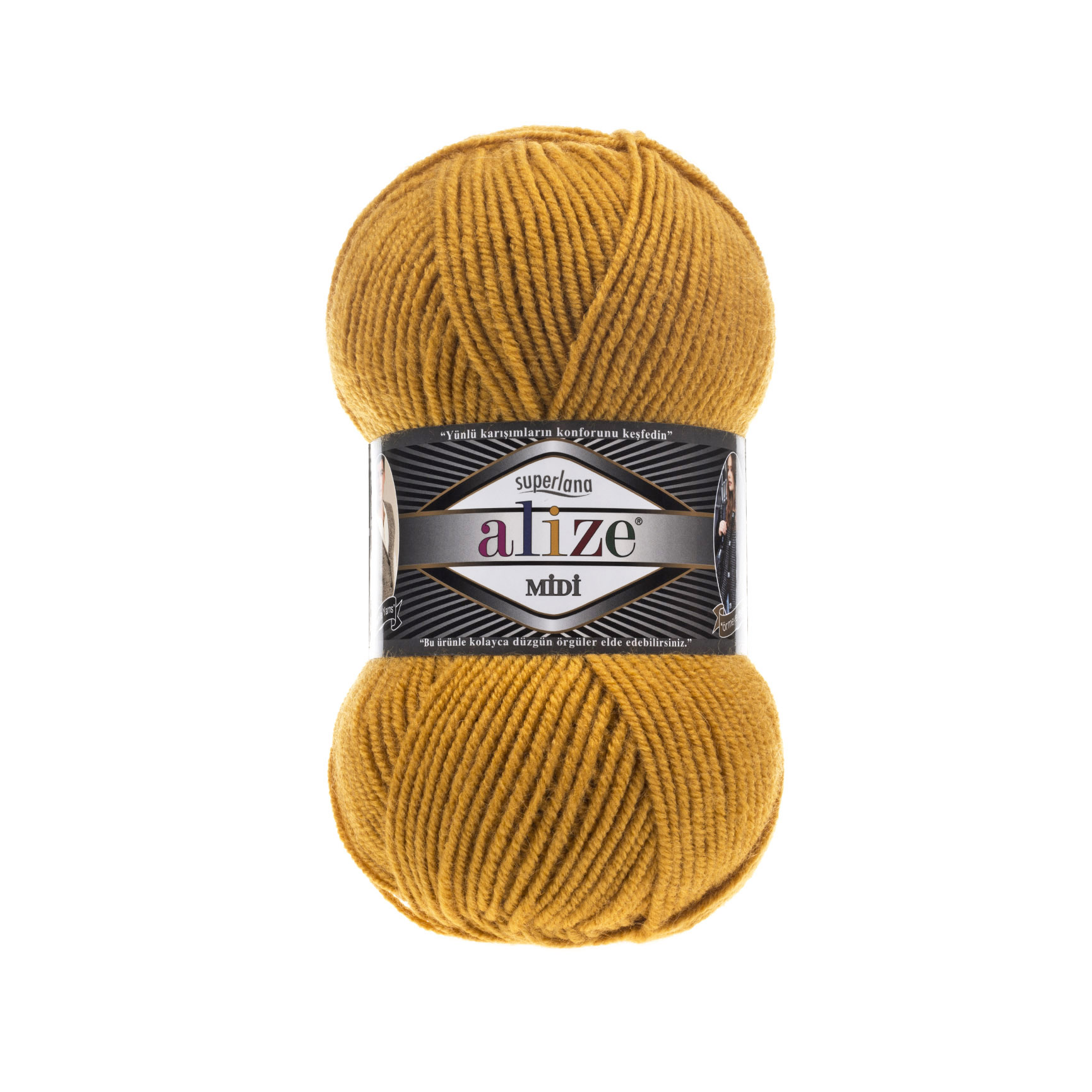 Пряжа Alize "Super Lana Midi" (100гр) цв.002 шафран