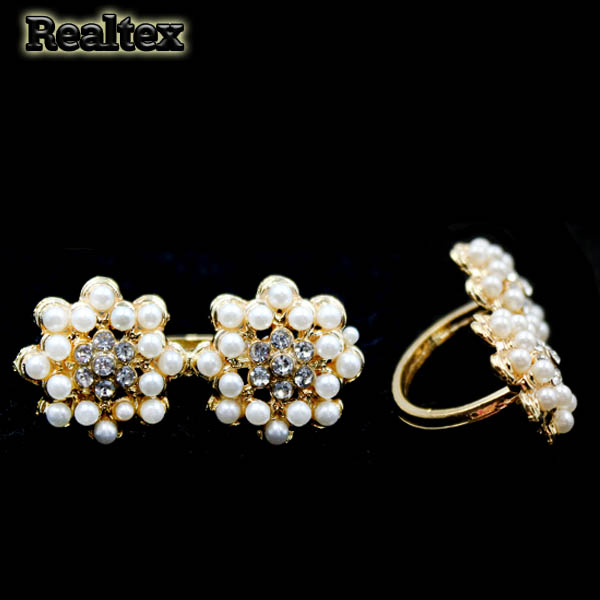 Кольцо для платка "Цветочки" мини 4570823 цв.белый в золоте