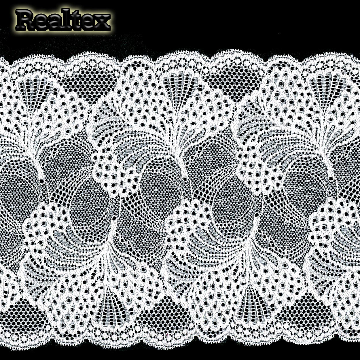 Кружево стрейч 195мм TBY 30211 цв.001 белый