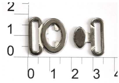 Застежка металлическая для купальников 038R 15мм цв.никель