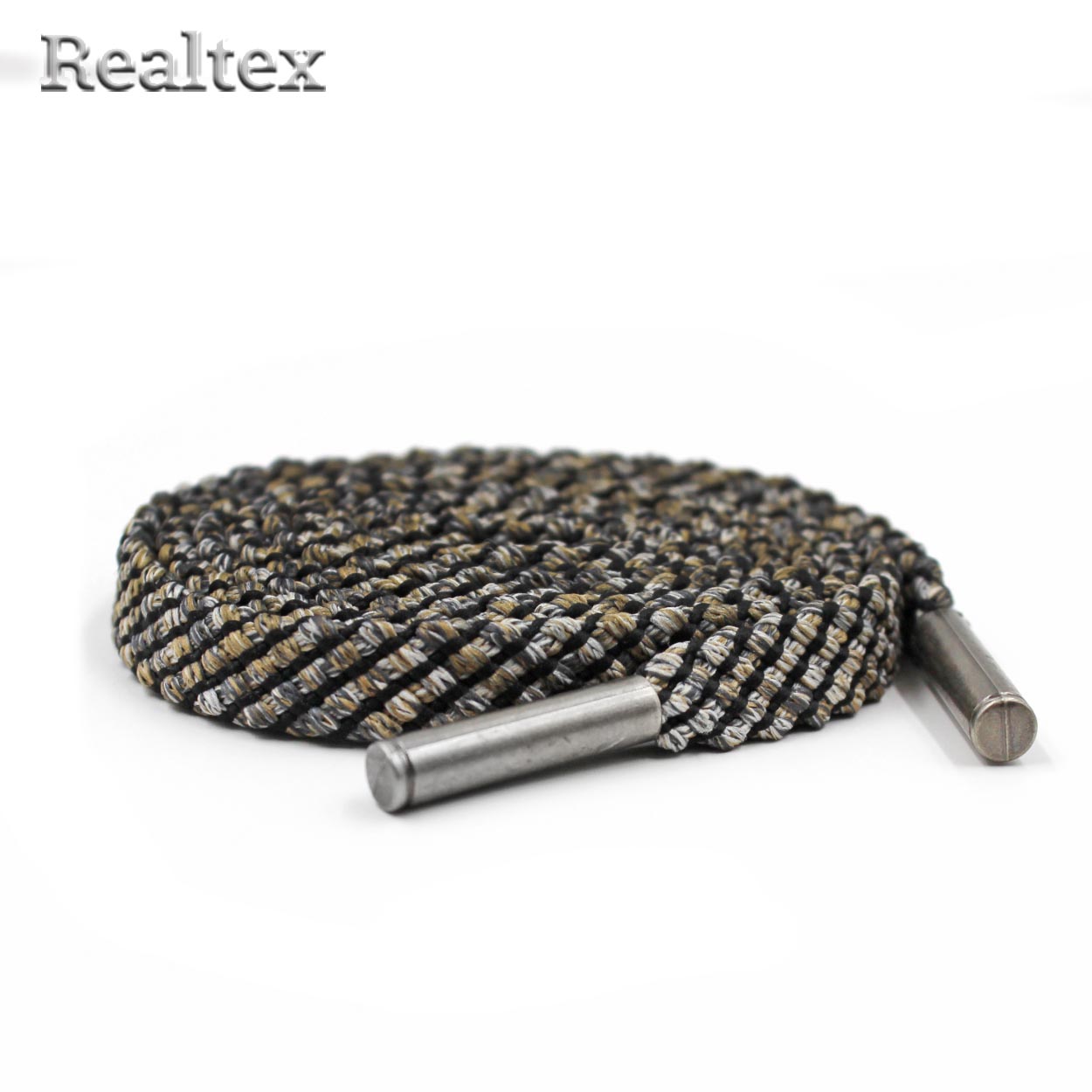 Шнур с наконечниками Realtex R- 9 плоский прошитый шир.10мм дл.140см (10шт) цв.бежевый меланж