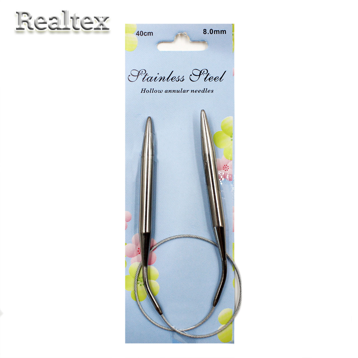 Спицы металл круговые на тросике Realtex 40см № 8,0 (10шт) 