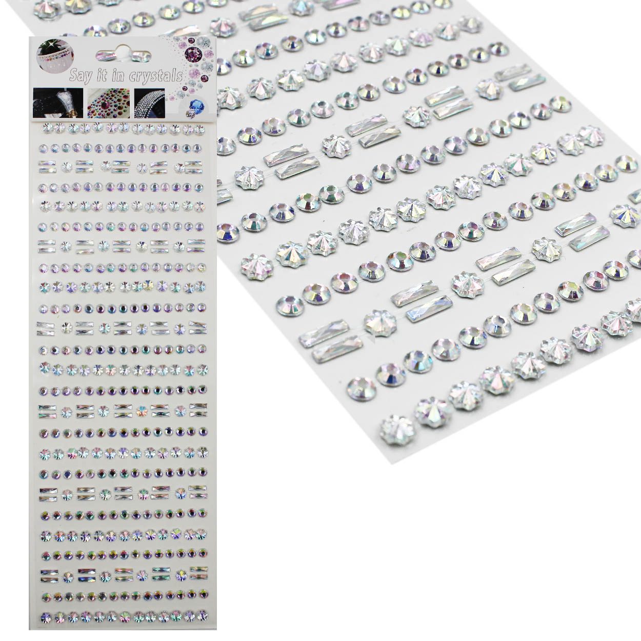 Стразы клеевые акриловые Realtex №3/2 (блистер) (355шт) цв.кристалл АВ