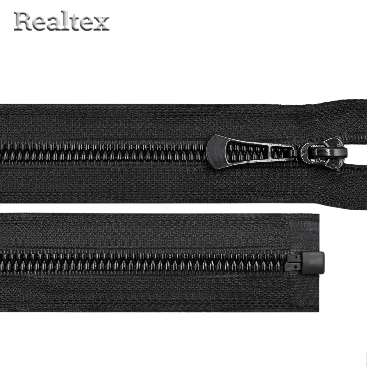 Молния трактор  Realtex R-9 декоративная Т.5 1замок 70см разъемная (глянцевая) цв.черный