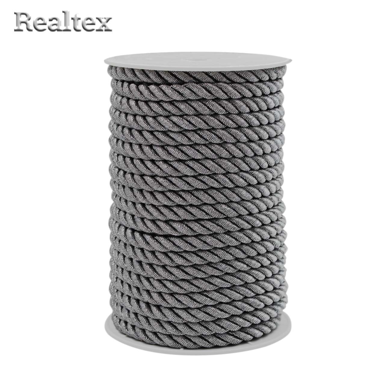 Шнур люрекс Realtex 8мм цв.черное серебро 