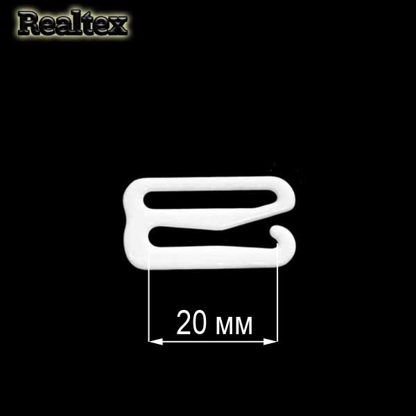  Крючок  Realtex 20мм металлический крашеный цв.белый