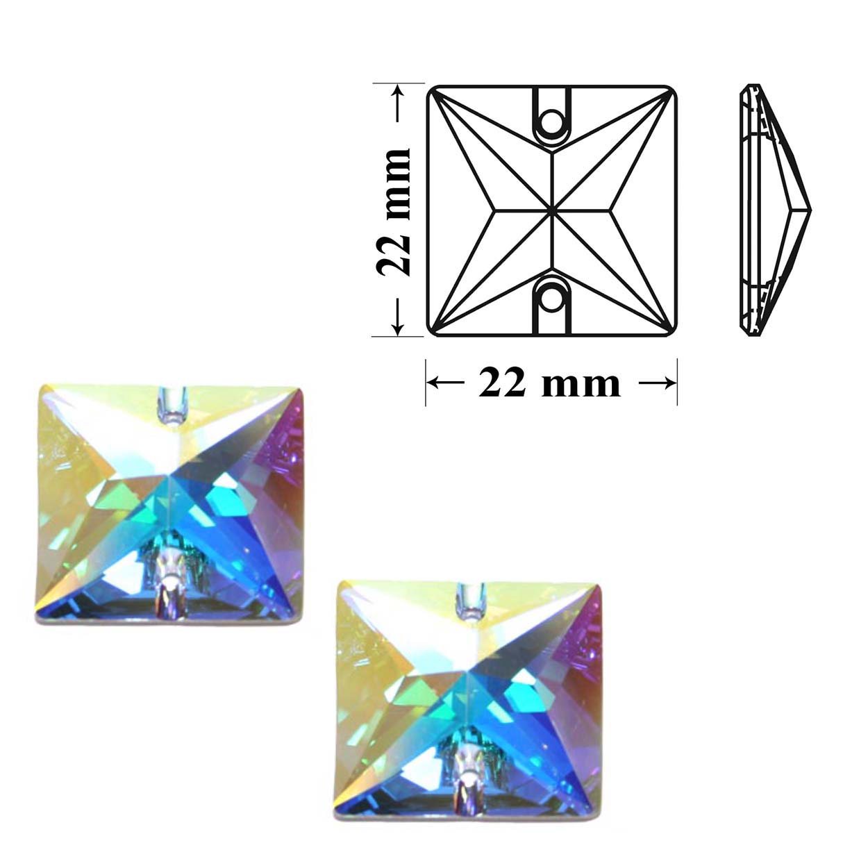 Стразы пришивные Swarovski 3240 22мм цв.Cristal AB
