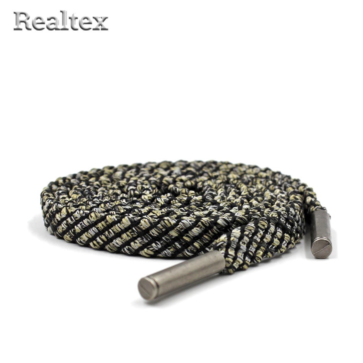 Шнур с наконечниками Realtex R- 9 плоский прошитый шир.10мм дл.140см (10шт) цв.оливковый меланж