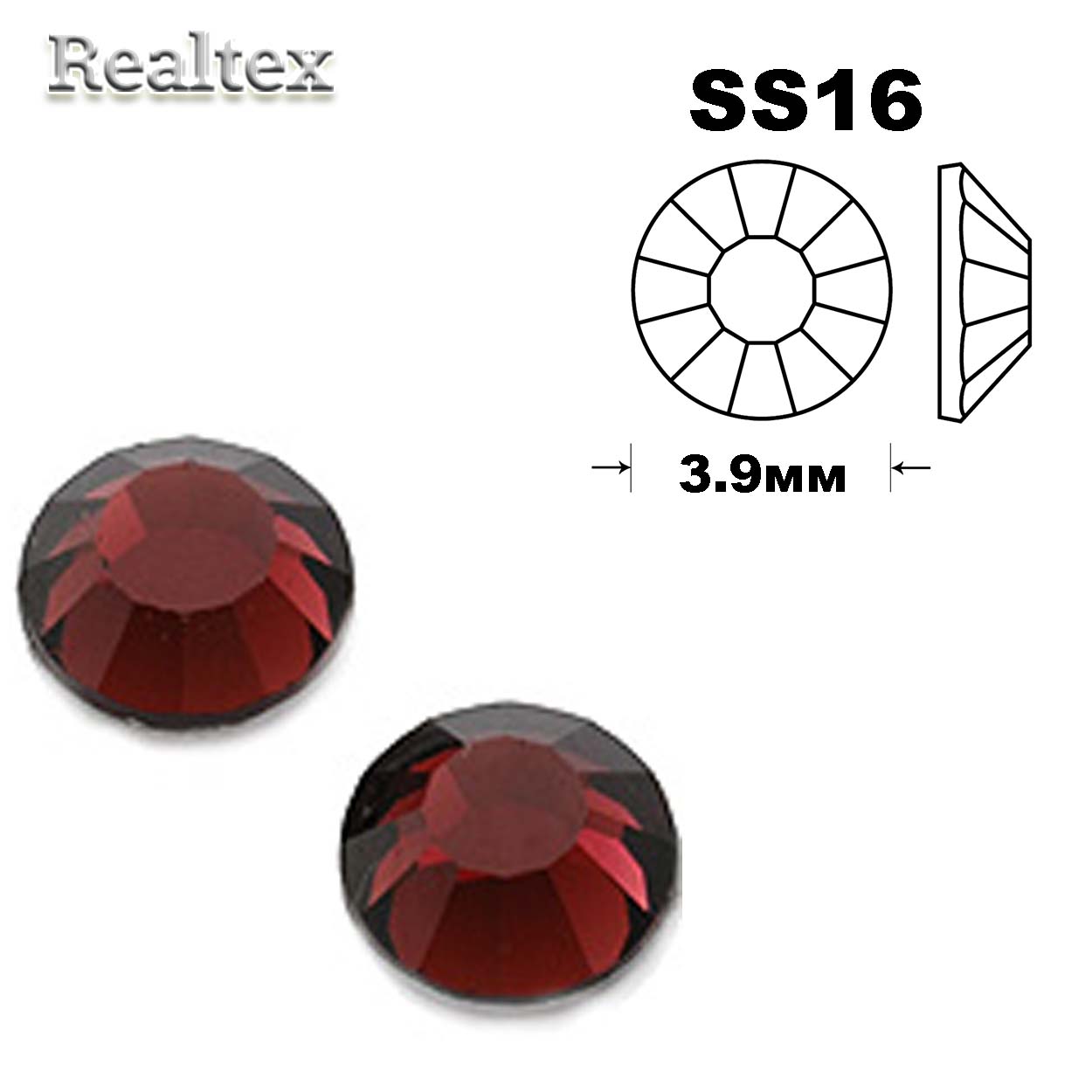 Стразы термоклеевые SWAROVSKI SS-16 (100шт) цв.Burgundy 