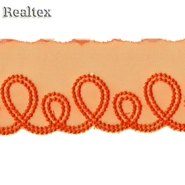 Кружево на сетке  60мм 44-4006 цв.096 яр.оранжевый