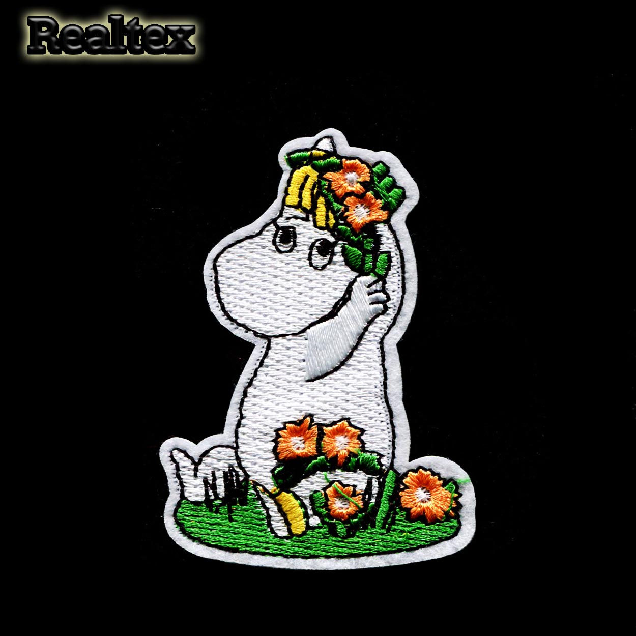  Термоаппликации детские Realtex S-3080 "Бегемот с цветами" 
