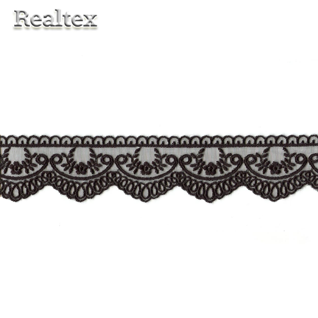 Кружево Реалтекс на сетке  55мм 8BE1158А матовая нить цв.черный