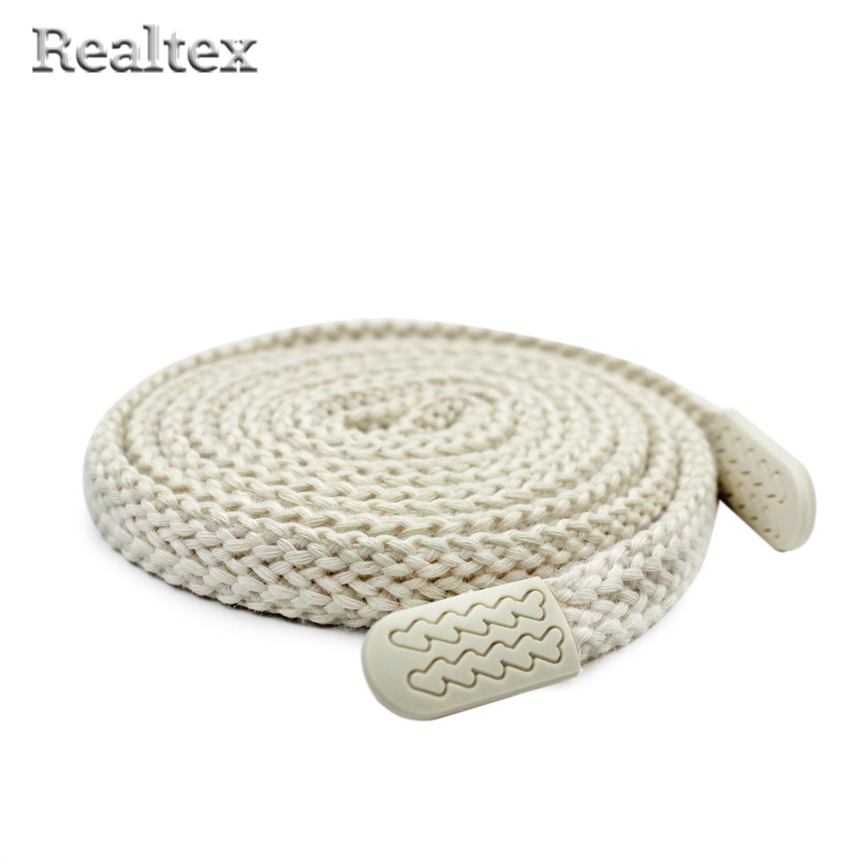 Шнур с наконечниками Realtex R- 4 плоский однотонный шир.12мм 140см (10шт) цв.светло-бежевый