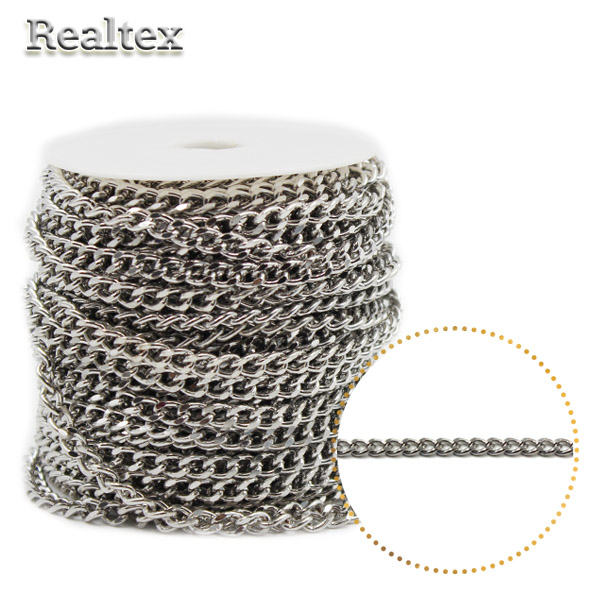 Цепочка декоративная RS B 6,0*8,5*1,6мм (25м) цв.никель 