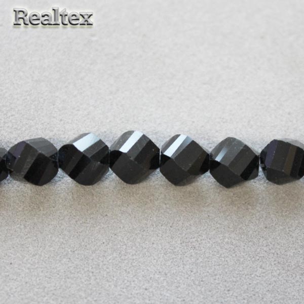 Бусины Реалтекс стеклянные граненые 8мм декоративные на нитях цв.02 черный