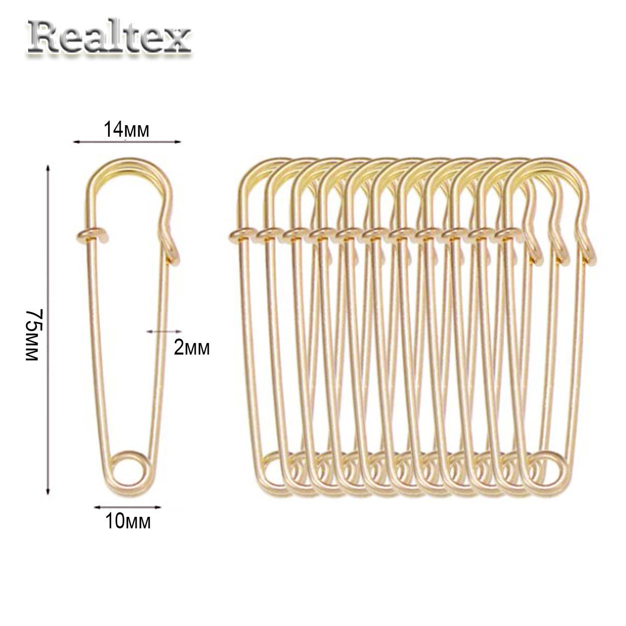 Булавки декоративные Realtex 75мм цв.золото