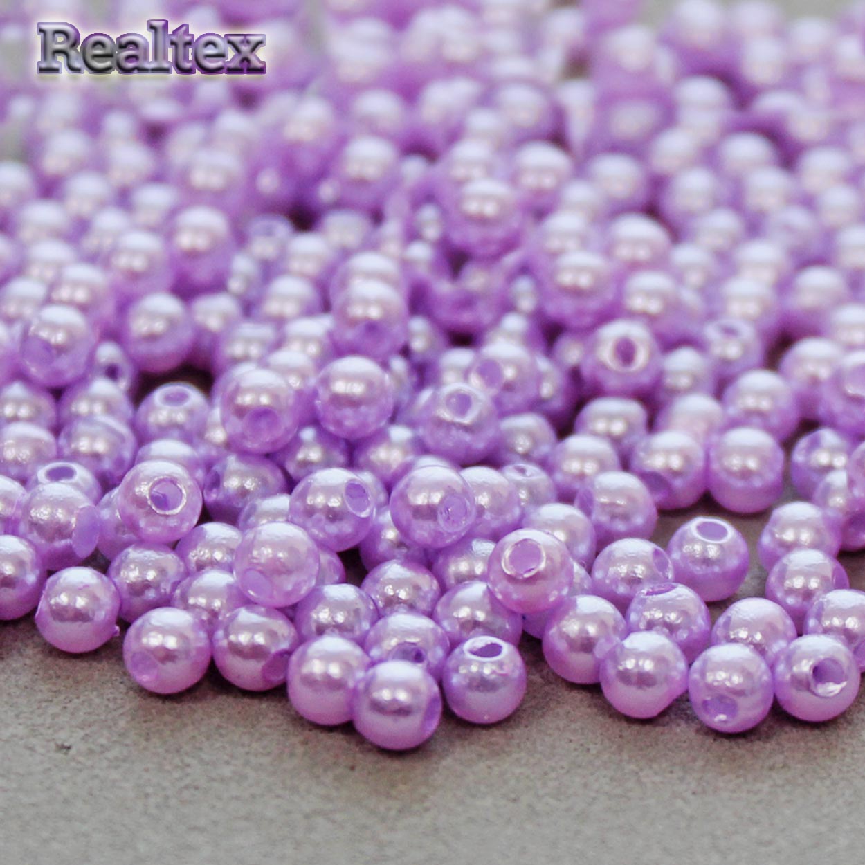 Бусины пластик Realtex  6мм под жемчуг (100гр) цв.092 сиреневый