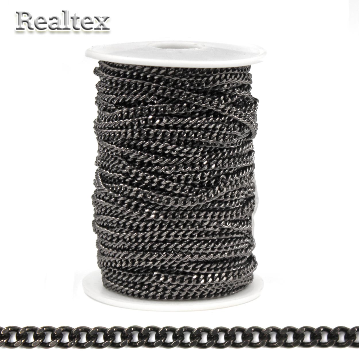 Цепочка декоративная RS B 3,5*5*1,0мм (25м) цв.черный никель 