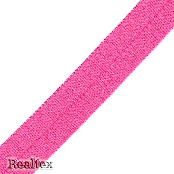 Косая бейка стрейч блестящая 15мм (50м) цв.F144 яр.розовый