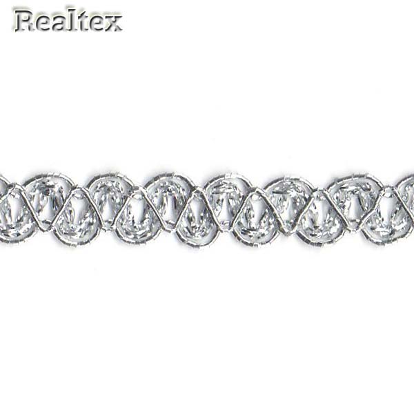 Тесьма металлизированная 10мм MTR-16 цв.серебро 