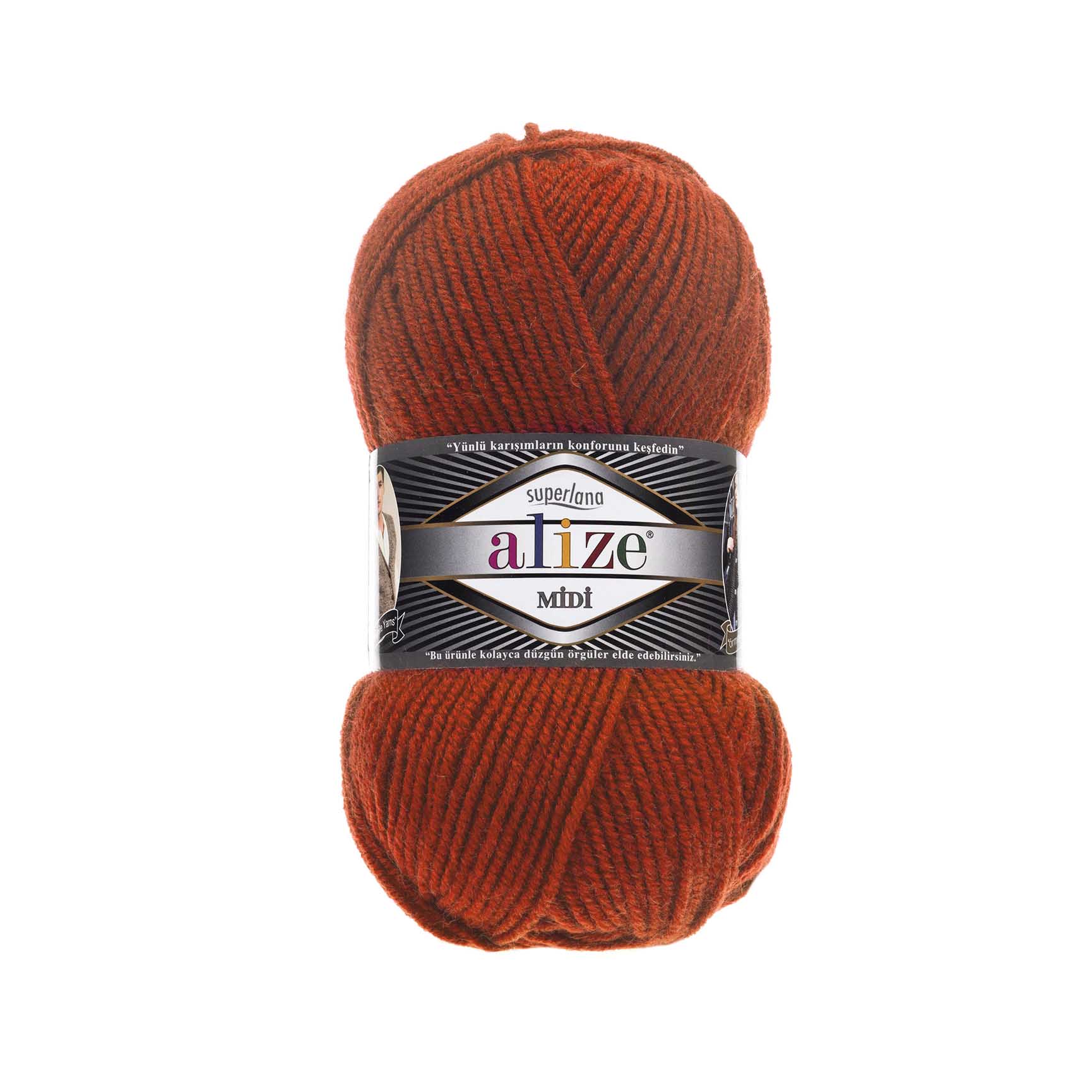 Пряжа Alize "Super Lana Midi" (100гр) цв.036 терракот