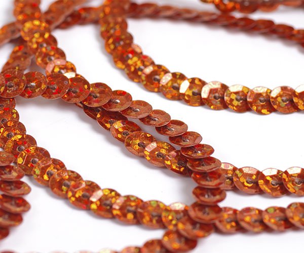 Пайетки на нитях плоские TBY-FLKU06-LB 6мм цв.50100 медный