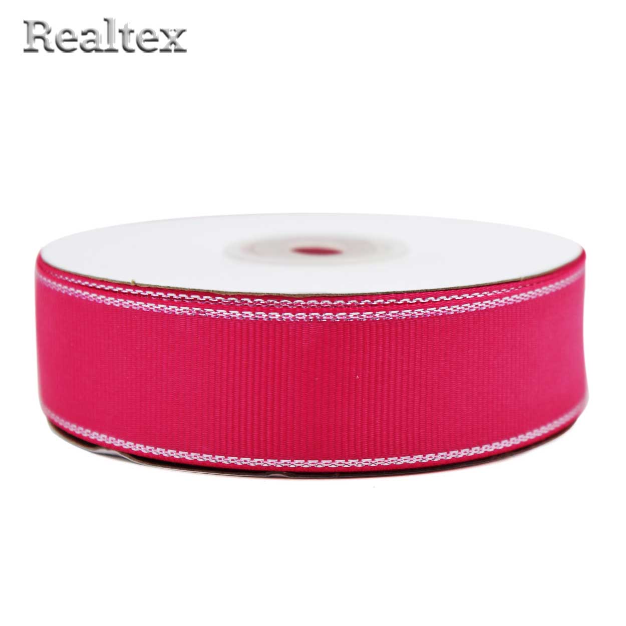 Лента репсовая 25мм RS (22.8м) цв.044 малиновый/серебро