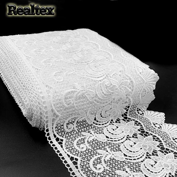 Кружево Realtex гипюр 270мм 8GP6104 цв.белый