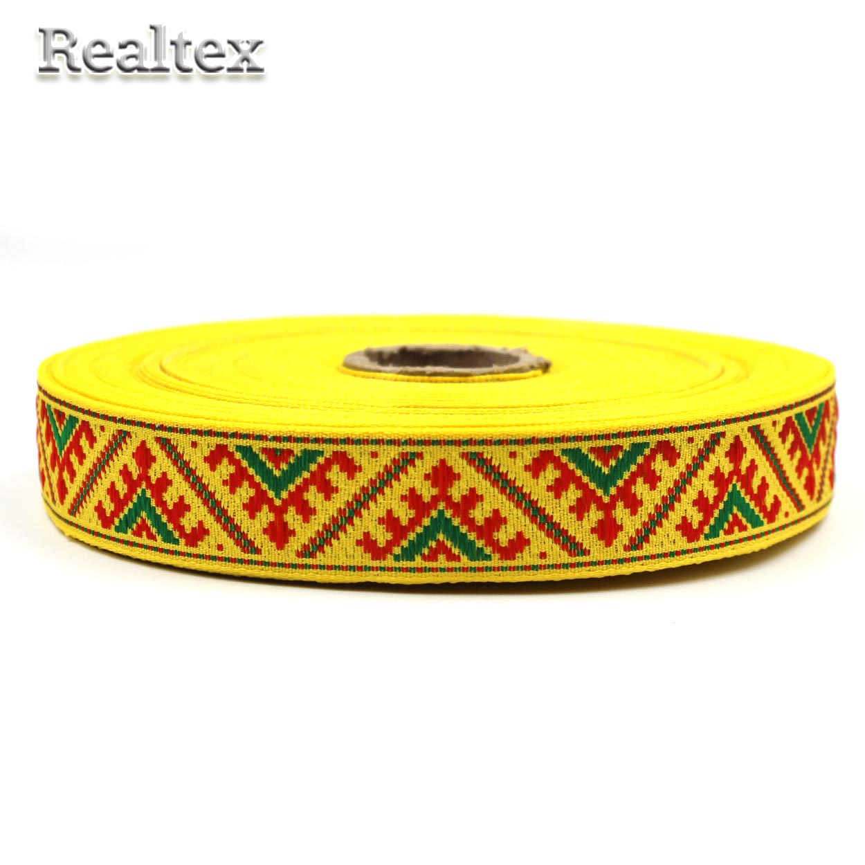 Тесьма жакардовая 24мм с1852г17 рис.9825 (25м) цв.желтый