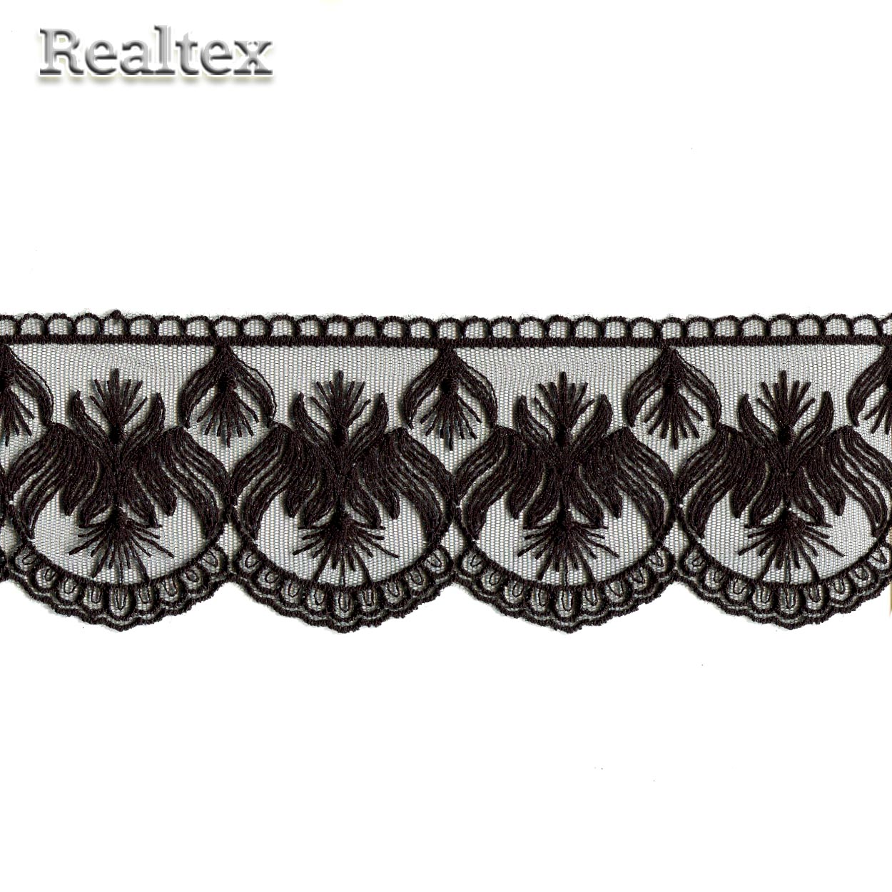 Кружево Реалтекс на сетке  70мм 8BE1120 матовая нить цв.черный