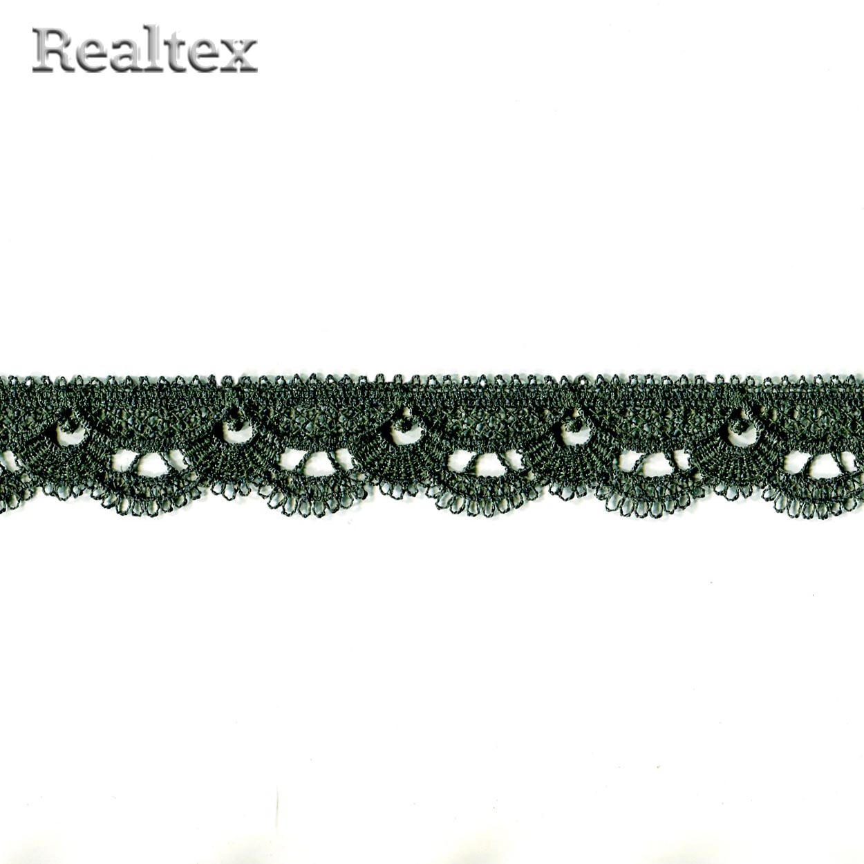 Кружево  гипюр  Realtex  25мм Z-3597 (13,7м) цв.437 темно-зеленый
