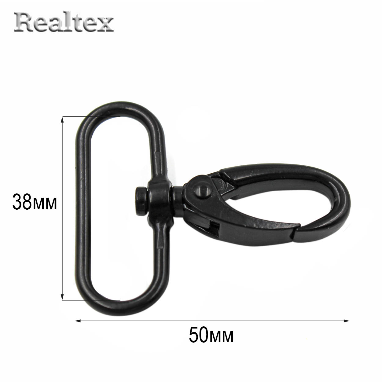 Карабин Realtex 38мм (25шт) цв.черный