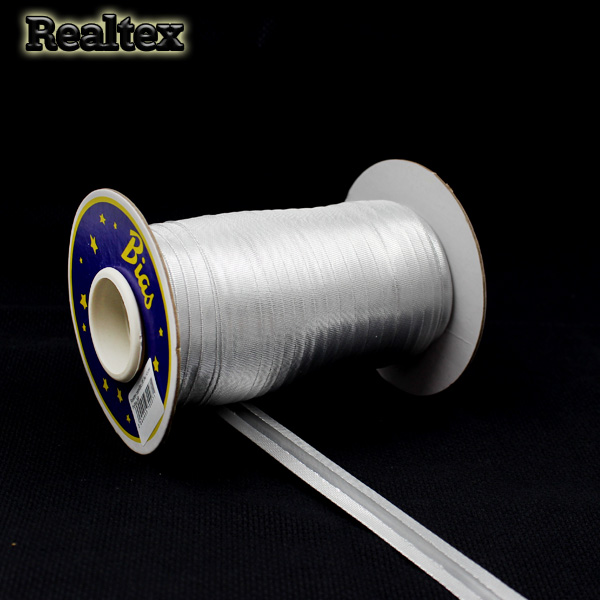  Косая бейка металлизированная Реалтекс (65,8м) цв.серебро