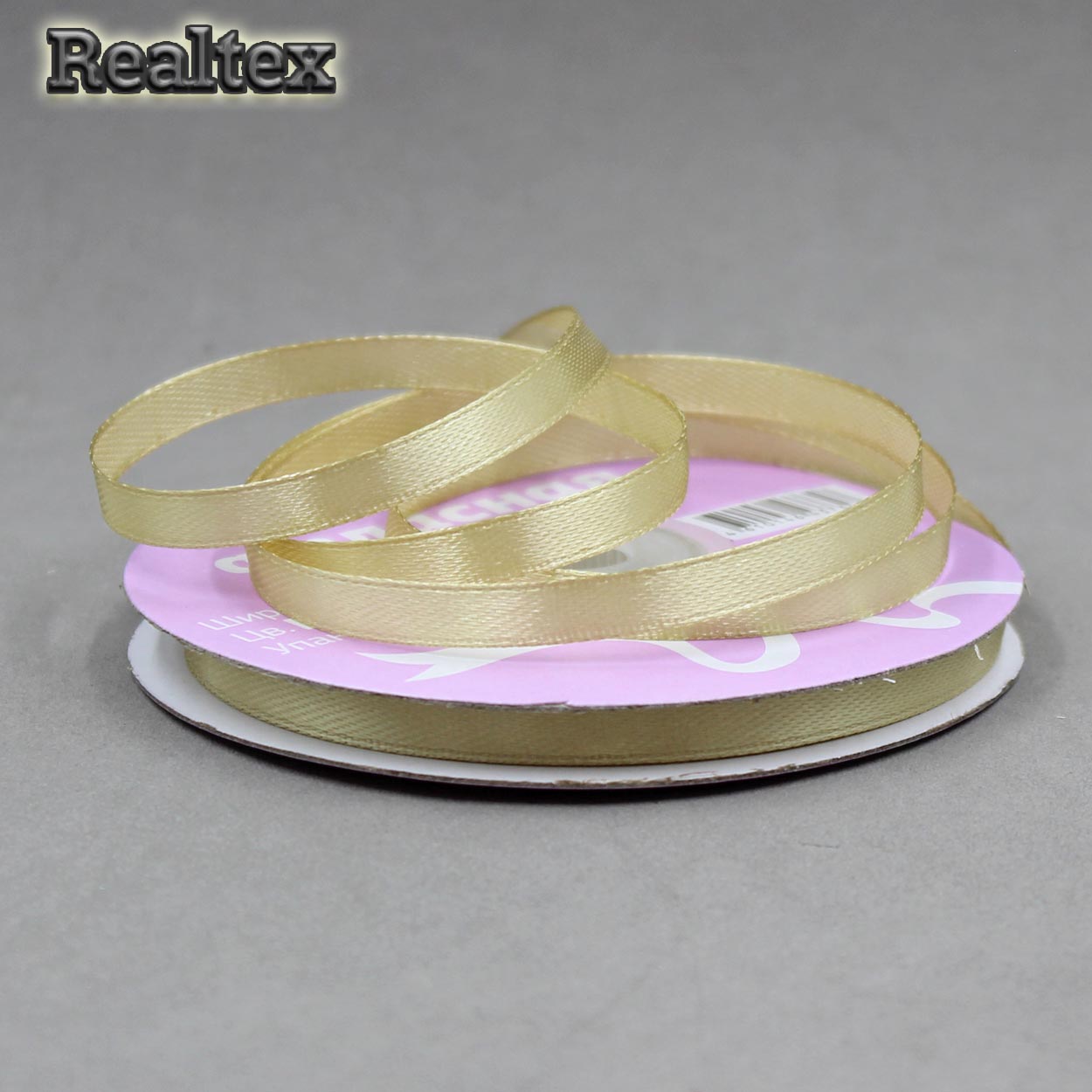 Лента атласная 6мм Realtex (27,4м) цв.3009 бежевый