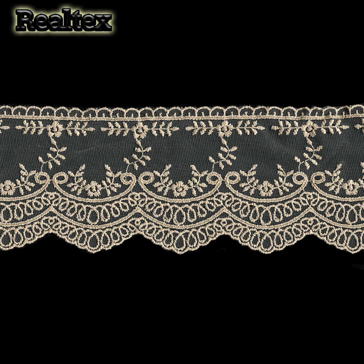 Кружево Реалтекс на сетке 100мм 8BE1158 матовая нить цв.капучино