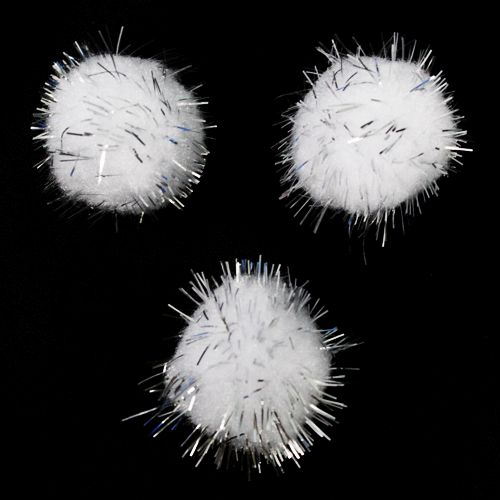 Помпоны с люрексом для рукоделия 25мм "Астра" цв.28 белый