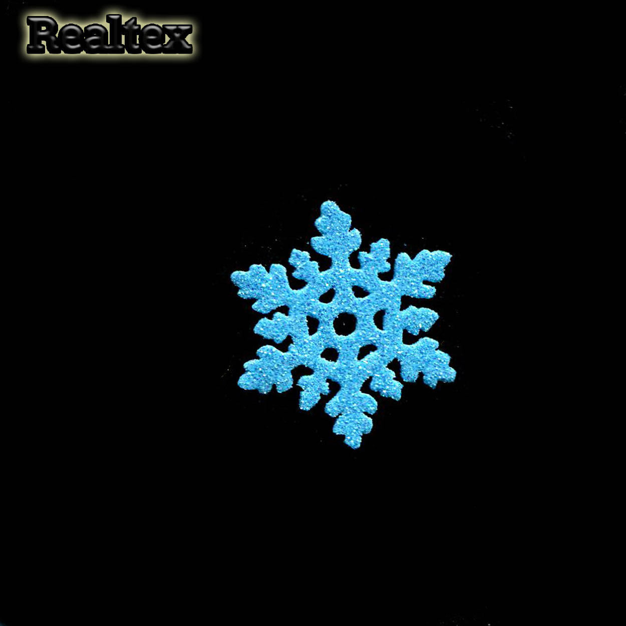 Набор 09 "Снежинки" из глиттерного фоамирана 40мм (10 шт) цв.бирюза