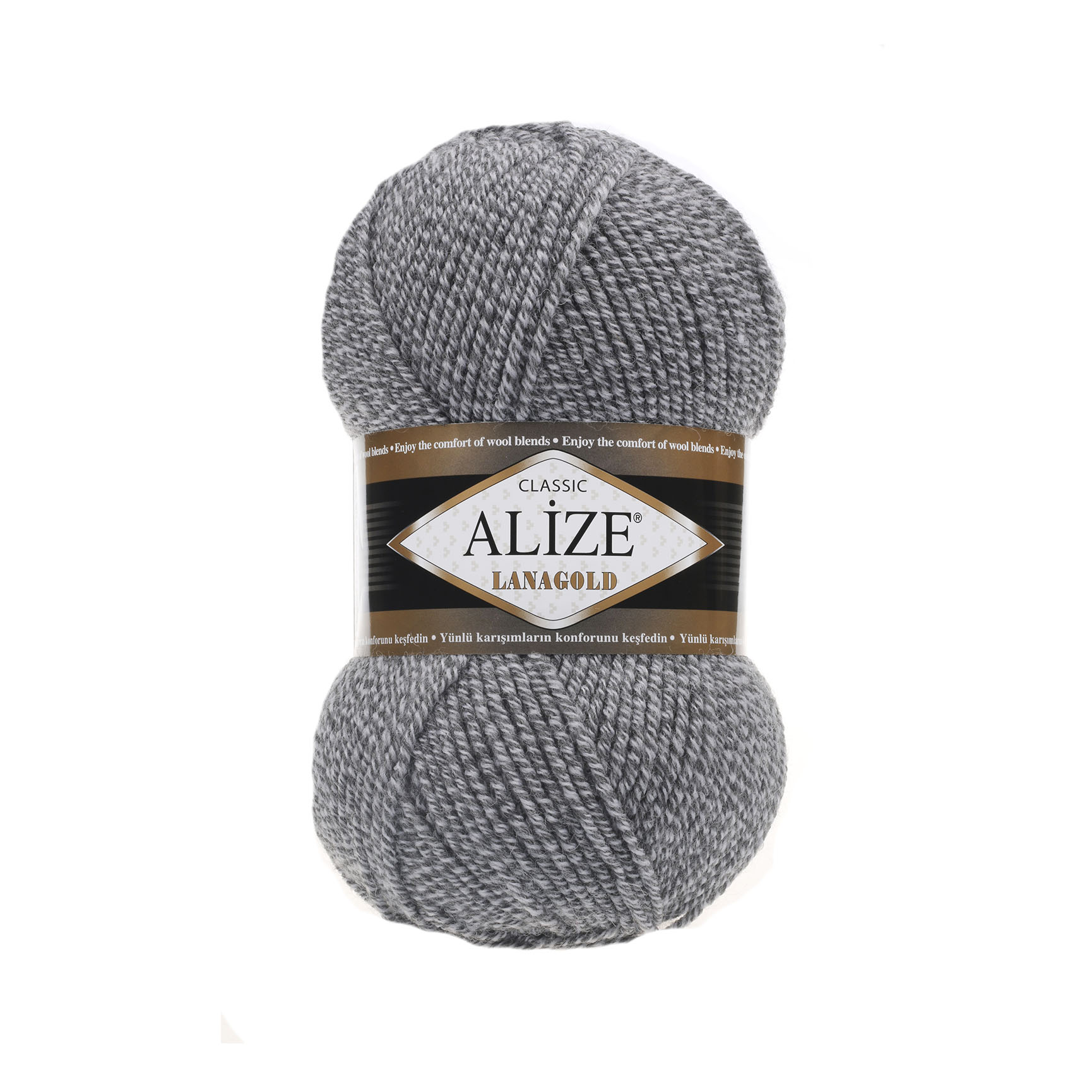 Пряжа Alize "Lana Gold" (100гр) цв.651 серый меланж 